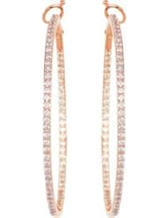 14K Rose Gold Diamond Hoop Earrings