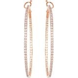 14K Rose Diamond Hoop Earrings Pair 2 3 4 Ct Tw