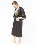 Satin Kimono with Embroidered Dragon (43 to 46 inch (2), Black/Silver)