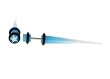 Fake Acrylic Taper - Blue and White Sparkle wit White Star Logo - 16g Wire Stud - 6 Gauge - 41mm Length - Sold as a Pair