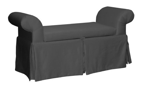 Wellington Skirted Queen Anne Storage Bench by Skyline Furniture in Black Shantung