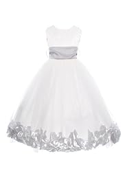 Girls Tea Length Satin/Tulle  Dress With a Sash 
