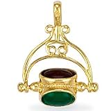 Jewelco London 9ct Yellow gold spinning enamelled Fob Charm ( 3.1g )