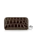 Giorgio Fedon 1919 Spiga - Women's Dark Brown Croc Stamped Calfskin Zip Wallet
