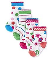 4 Pairs of Cotton Rich Assorted Baby Socks