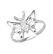 Sterling Silver Rhodium Ring with Clear CZ - Butterfly - Size: 6-9