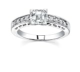 0.9 CT ASSCHER DIAMOND 18K WHITE GOLD RING NEW