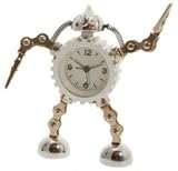 Funky Reclaimed Metal Robot Alarm Clock With Photo Clip Hands - Silver