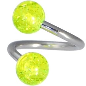 Lemon Tang GLITTER Spiral Twister Belly Ring by 