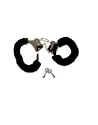 Sexy Soft Steel Fuzzy Black Furry Handcuffs Fur Trimmed Sexy Toy Hand Cuffs
