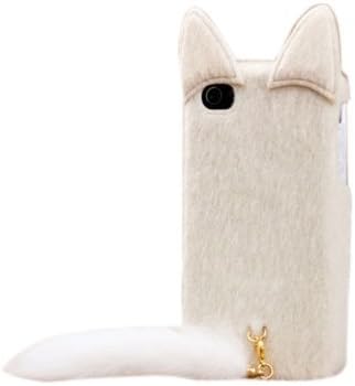 W-RainBow Apple iphone 5 Case White Lovely Cartoon Fluffy Plush Tail Cat Flexible TPU Snap On Embedded Case Cover For Apple iphone 5 5G 5S 5th