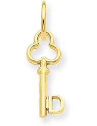 14k Yellow or White Gold D Key Charm