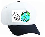 White Cap with peace, world, earth, anthropomorphism, globe, smile