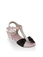 Bueno Sandalias de cuña (Negro / Piedra)