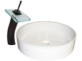 Ticor Glacier Vessel Porcelain Bathroom Sink and Oil Rubbed Bronze Waterfall