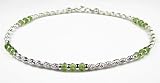 PERIDOT Sterling Silver Gemstone Anklets / Ankle Bracelets w/ Adjustable 1 Inch Extension