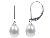 Freshwater White 7.5-8mm Pearl Drop Earrings in Sterling Silver