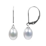 Freshwater White 7.5-8mm Pearl Drop Earrings in Sterling Silver