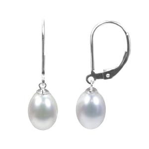 Freshwater White 7.5-8mm Pearl Drop Earrings in Sterling Silver