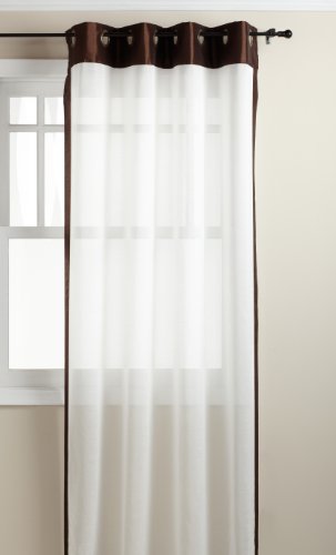 Stylemaster Soho 55 by 84-Inch Sheer Grommet Panel with Faux Silk Border, Espresso