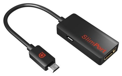 SlimPort to HDMI Adapter - Connect any MyDP enabled mobile devices to any 1080p, 3D, 3K HDTV. (Dual SlimPort/Micro-USB Connector to HDMI) (Black)