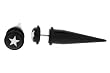 Fake Acrylic Taper - Black with White Star - 16g Wire Stud - 00 Gauge - 51mm Length - Sold as a Pair