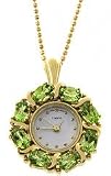 18kt Over Sterling Silver Genuine Peridot Wreath Watch Pendant