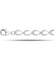Sterling Silver Rhodium Plated Fancy Style Pave Set Diamond Tennis Bracelet - 7.25 Inches - 0.50 Tcw