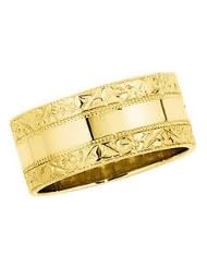 14K Yellow Gold - 8.5mm Hand Engraved Band