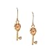 Rose Gold Key Earrings with Round CZ pendant title=