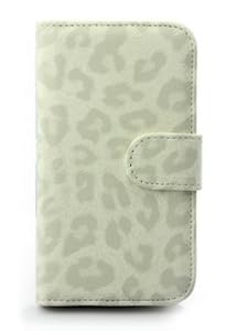PicknBuy® Faux Leather Leopard Flip Case Cover for Samsung Galaxy Note II N7100 with cleaning cloth - White