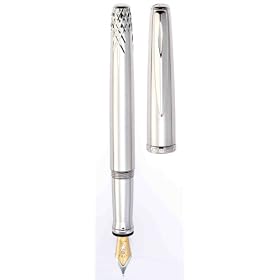 Waterford Lismore Platinum-Plated Fountain Pen with 18k Gold Broad Nib (WF/100/PLA/B)