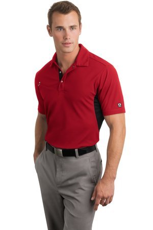 OGIO Men’s 100% Polyester Accelerator Golf Sport Shirt – Signal Red/Blacktop