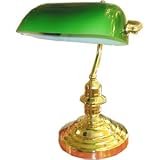 Electronics : Green Shade Brass Bankers Lamp