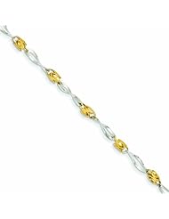 Genuine 14K Two-Tone Polished And Textured Fancy Link Bracelet 7.25 Inches 3 Grams Of Gold 100% Satisfaction Guaranteed.