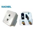 MacNeil 1 Amp Shaver/Toothbrush Adaptor - Converts Bathroom 2 Pin Plug to Standard UK 3 Pin Plug - BS1363/3 ASTA STD 125