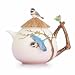 Franz Porcelain Black-throated passerine bird teapot