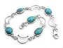 Sterling Silver Turquoise Open Crescent Moon Bracelet