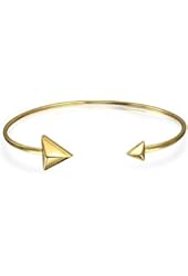 Bling Jewelry Gold Plated 925 Silver Stacking Open Double Arrow Cuff Bracelet