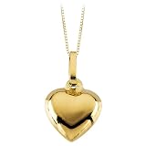 14K Yellow Gold Children's Puffed Heart Pendant with Chain