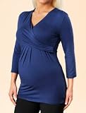 A Pea in the Pod: 3/4 Sleeve V-neck Pleated Maternity T Shirt