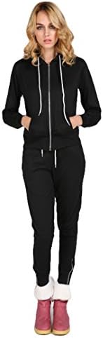 Tp Sky Women 3pcs Sweatshirt Coat+Trousers+Tank tops Sport Suit (L, Black)