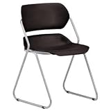 Armless Plastic Stacking Chair - Black - Silver Frame