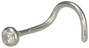 Amor 89111 - Piercing de mujer de plata de ley con 1 circonita, 1 cm