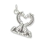 GenuineElegante(TM)Product.925SterlingSilverHeartShapedGiraffesCharm.100%SatisfactionGuaranteed.