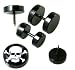Fake Piercing Ear Plugs with Skull Design - Sizes: Small Sold as a Pair