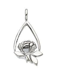 CleverEve Designer Series Sterling Silver Memorial Tear Rose Pendant