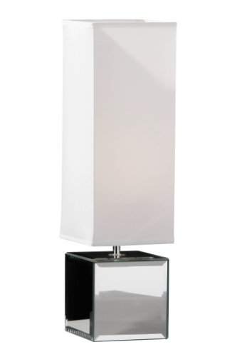 Premier Housewares Espejo Box Clear Mirror Table Lamp with Shade, 40 cm[