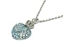 Silver Aqua 18" Crystal Puff Heart Crown Necklace Jewelry