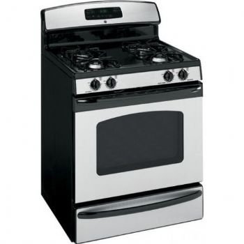 ge: jgbp28mem 30” gas range with 4 sealed burners, cast-iron grates, 4.8 cu ft. self clean oven, quickset iii oven controls and storage drawer